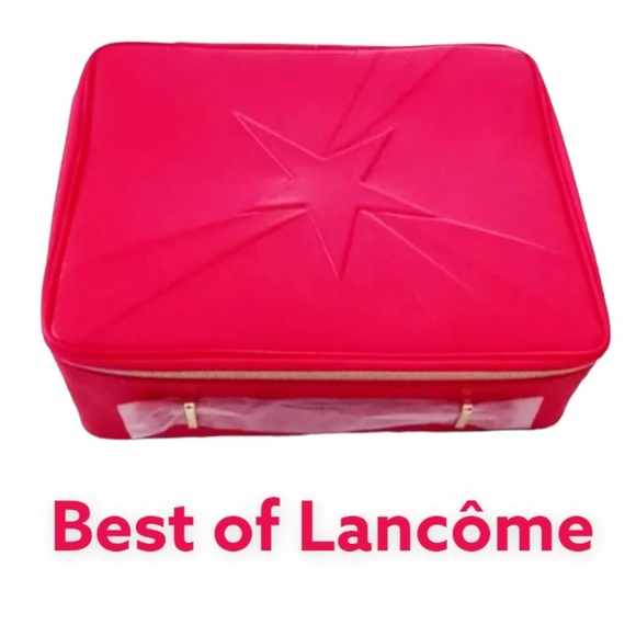 Lancôme Gift Bag / Train Case Pink Star Approx 10"X12"X3" Cosmetic Make Up NEW - Picture 1 of 13